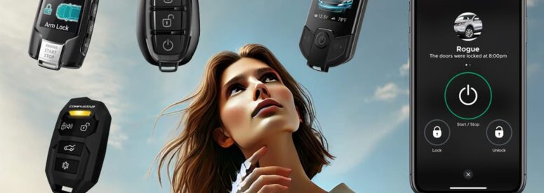 A woman looking at various types of remote starters